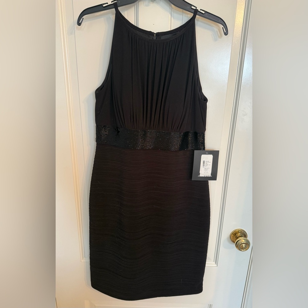Chic Black Midi Dress with Sequin Detail
